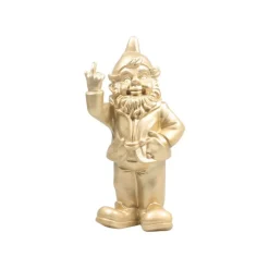 STOOBZ - Nain de jardin en résine doigt d'honneur 7 x 8 x 20 cm doré