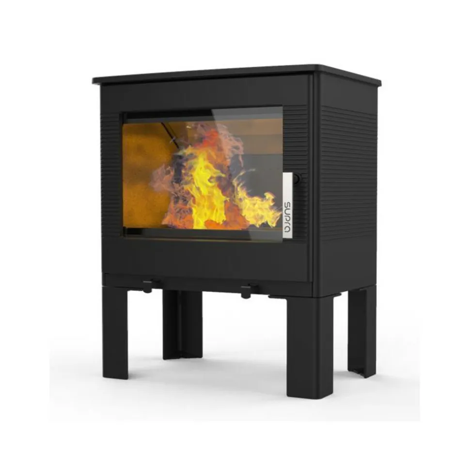 SUPRA - Fr9016110b -poêle à bois-vision horizontale - fonte - noir - sortie arr supra - gaby