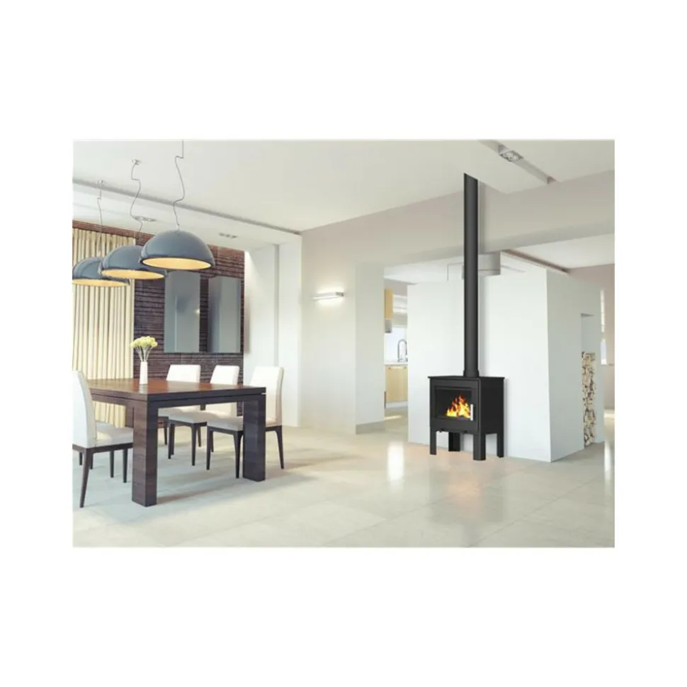 SUPRA - Fr9016110b -poêle à bois-vision horizontale - fonte - noir - sortie arr supra - gaby