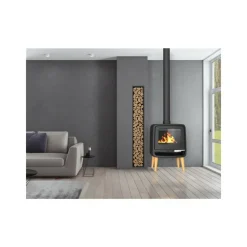 SUPRA - Fr9016130b-poêle à bois-vision horizontale et galbée - fonte - noir - d supra - kris