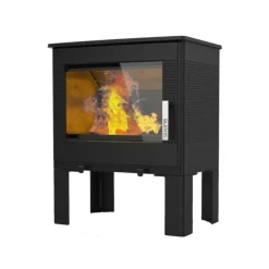 SUPRA - Fr9016140b-poêle à bois-vision horizontale - fonte - noir - sortie arri supra - odelya