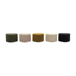 SWEEEK - Tabouret. Pouf en forme de galet en tissu greige. Tao l 60 x p 44 x h 40cm