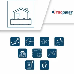TECPLAST - Bâche brise vue micro-perforée tecplast mp460bv 3,5x4m - grise - garantie 5 ans