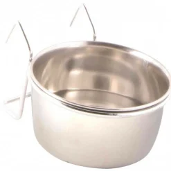 TRIXIE - Mangeoire acier inoxydable avec support 300 ml ø 9 cm, oiseaux.