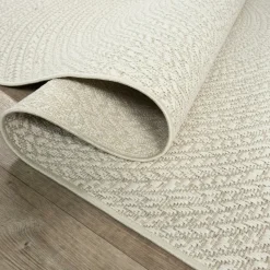 UNAMOURDETAPIS - Tapis extérieur intérieur rond ø120 lyn13 rezy aspect jute motif rond ton sur ton