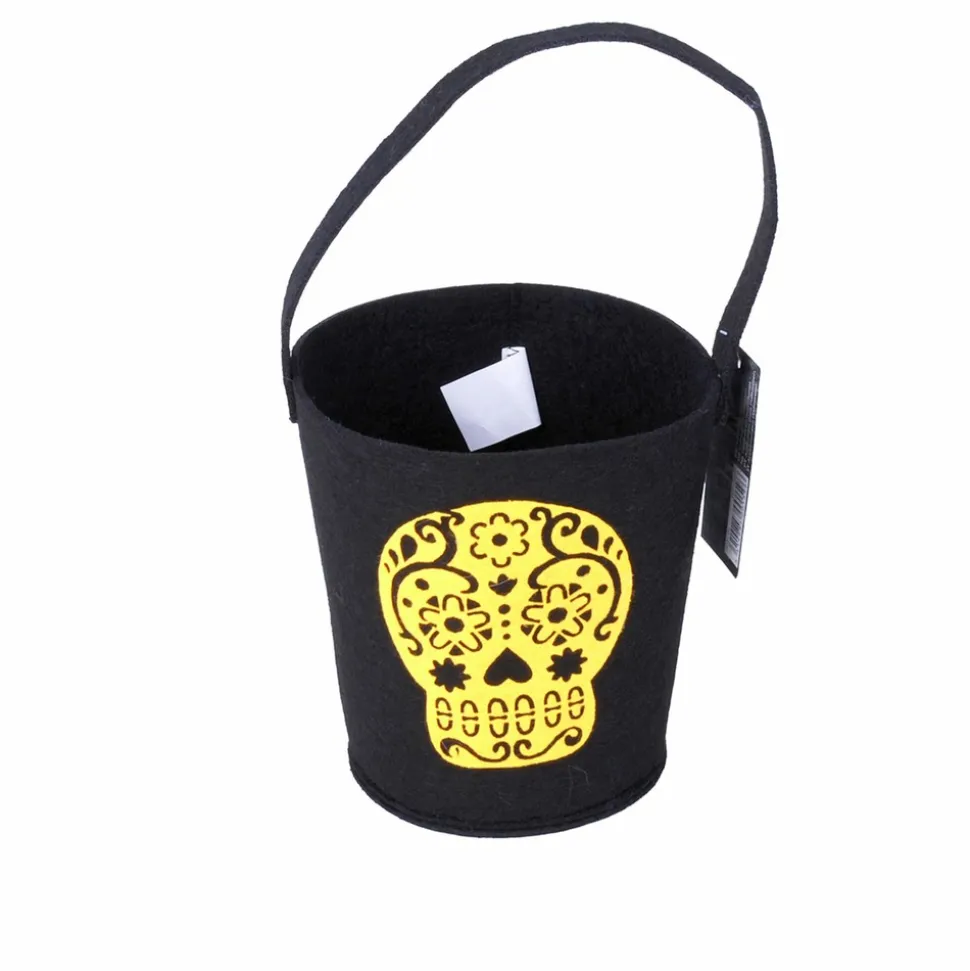 URBAN LIVING - Décoration d'halloween - seau à bonbons squelette - jaune