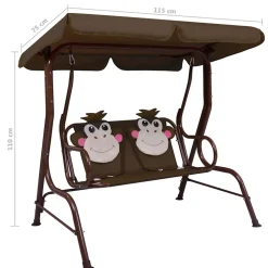 VIDAXL - Balancelle pour enfants marron 115x75x110 cm tissu