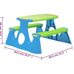 VIDAXL - Banc de pique nique pour enfants 89,5x84,5x48 cm polypropylène