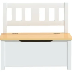 VIDAXL - Banc de rangement pour enfants blanc et beige 60x30x55 cm mdf