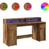 VIDAXL - Bureau avec lumières led vieux bois bois d'ingénierie