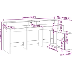 VIDAXL - Bureau avec lumières led blanc 200x104x91 cm bois d'ingénierie
