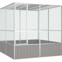 VIDAXL - Cage à oiseaux gris 213,5x217,5x211,5 cm acier galvanisé