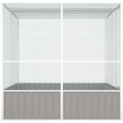 VIDAXL - Cage à oiseaux gris 213,5x217,5x211,5 cm acier galvanisé