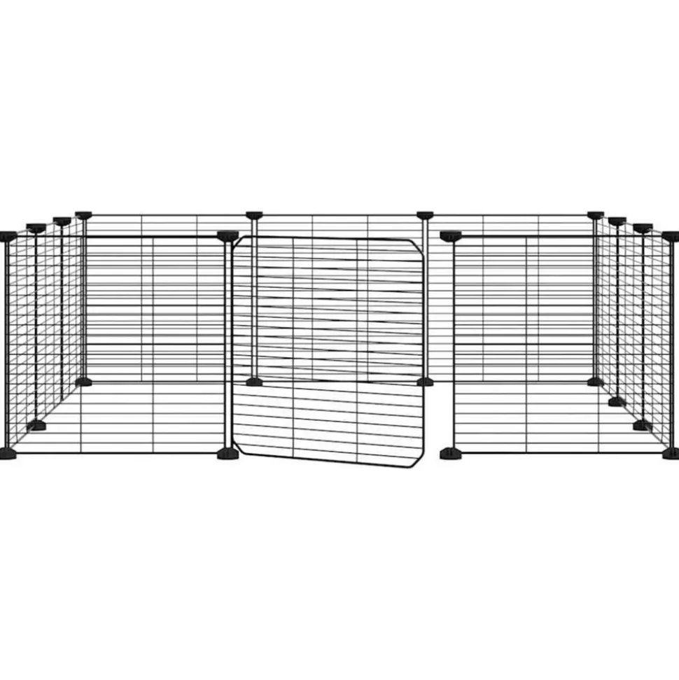 VIDAXL - Cage animaux de compagnie à 12 panneaux et porte noir 35x35 cm