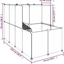 VIDAXL - Cage pour petits animaux transparent 142x74x93 cm pp et acier