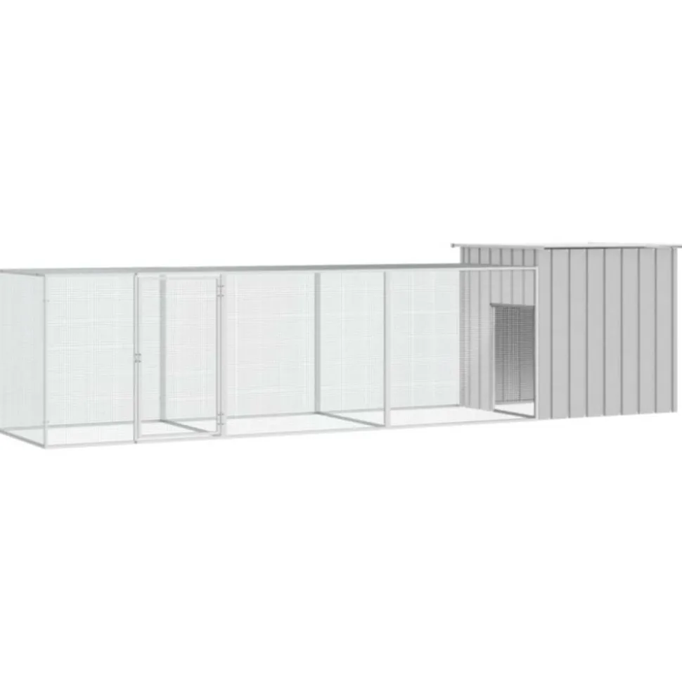 VIDAXL - Cage pour poules gris 400x91x100 cm acier galvanisé