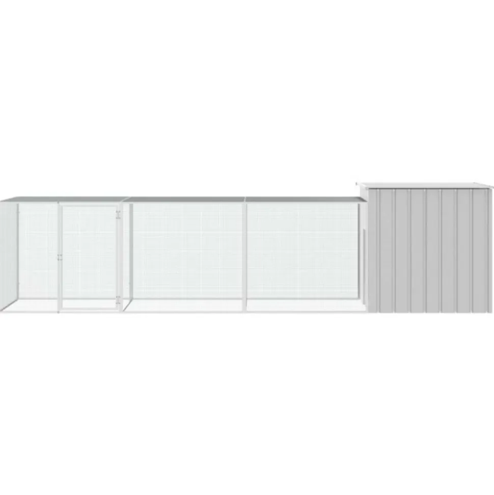 VIDAXL - Cage pour poules gris 400x91x100 cm acier galvanisé