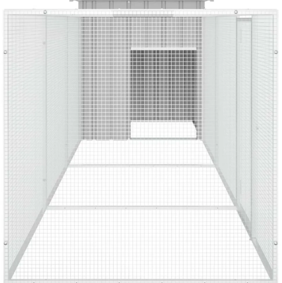 VIDAXL - Cage pour poules gris 400x91x100 cm acier galvanisé