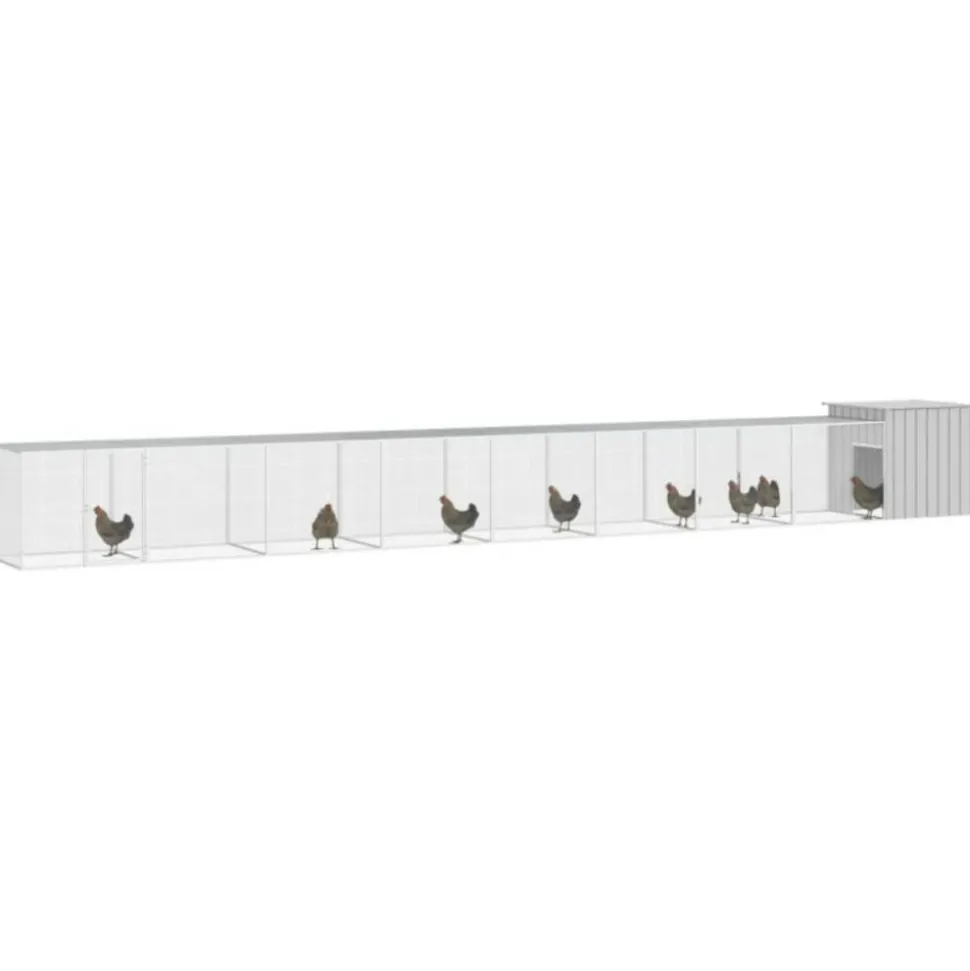 VIDAXL - Cage pour poules gris 900x91x100 cm acier galvanisé