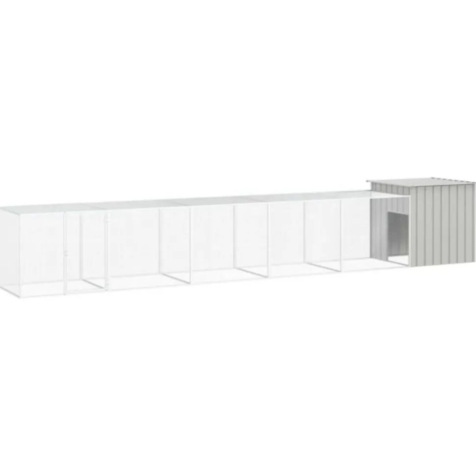 VIDAXL - Cage pour poules gris 600x91x100 cm acier galvanisé