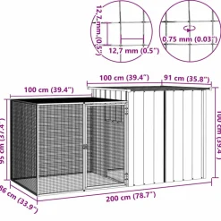 VIDAXL - Cage pour poules gris 200x91x100 cm acier galvanisé