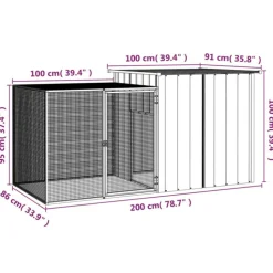 VIDAXL - Clapier gris 200x91x100 cm acier galvanisé