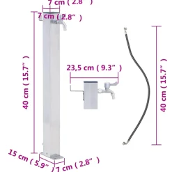 VIDAXL - Colonne à eau de jardin 40 cm acier inoxydable carré