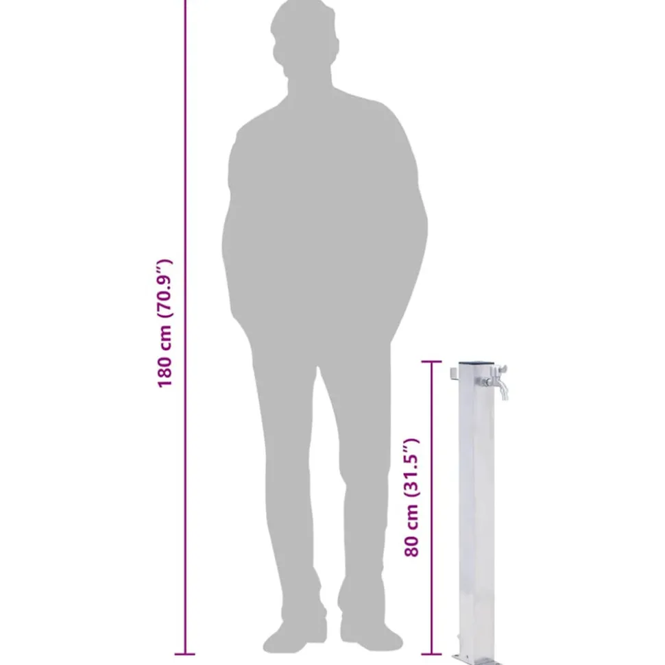 VIDAXL - Colonne à eau de jardin 80 cm acier inoxydable carré