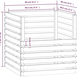VIDAXL - Composteur blanc 80x80x78 cm bois massif de pin