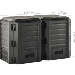 VIDAXL - Composteur de jardin noir 800 l