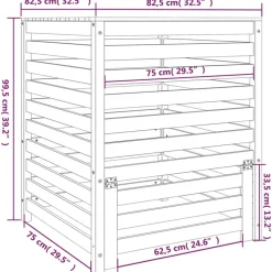 VIDAXL - Composteur 82,5x82,5x99,5 cm bois massif de pin
