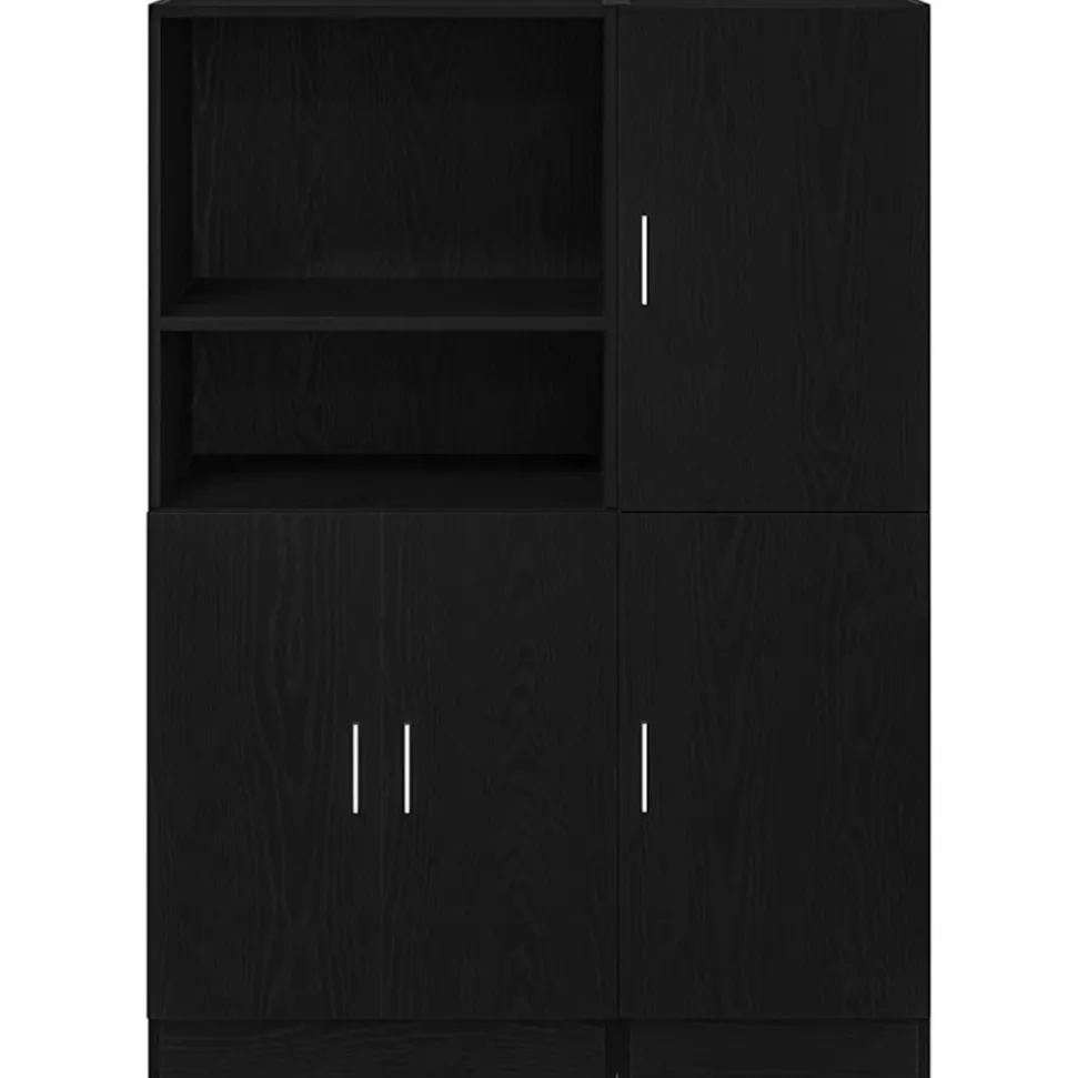 VIDAXL - Ensemble d'armoires de cuisine 2 pcs noir bois d'ingénierie