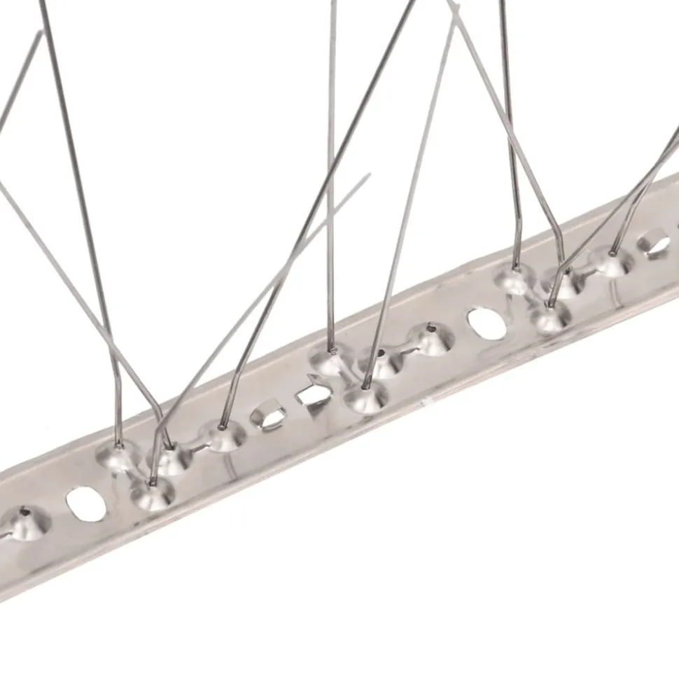 VIDAXL - Ensemble de 10 pointes à 5 rangées contre oiseaux inox 5 m