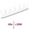 VIDAXL - Ensemble de 40 pointes à 5 rangées contre oiseaux inox 20 m