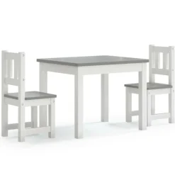 VIDAXL - Ensemble de table et chaises enfants 3 pcs blanc et gris mdf