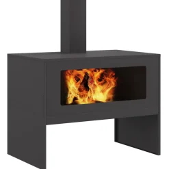 VIDAXL - Foyer avec cheminée noir 80x50x96 cm acier
