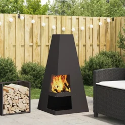 VIDAXL - Foyer avec rangement pour bûches noir 50x50x100 cm acier