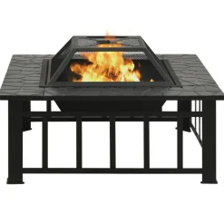 VIDAXL - Foyer avec tisonnier 79x79x46,5 cm xxl acier