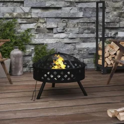 VIDAXL - Foyer avec tisonnier 58 cm xxl acier