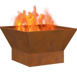 VIDAXL - Foyer carré marron 60x60x35 cm en acier résistant aux intempéries