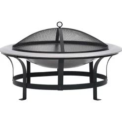 VIDAXL - Foyer extérieur avec gril en acier inoxydable 76 cm
