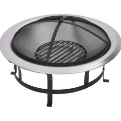 VIDAXL - Foyer extérieur avec gril en acier inoxydable 76 cm