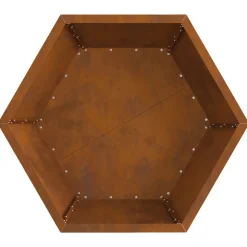 VIDAXL - Foyer hexagonal 75x75x28 cm acier weathering