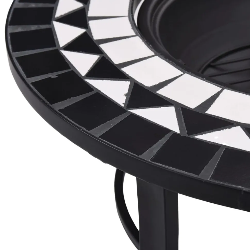 VIDAXL - Foyer mosaïque noir et blanc 68 cm céramique