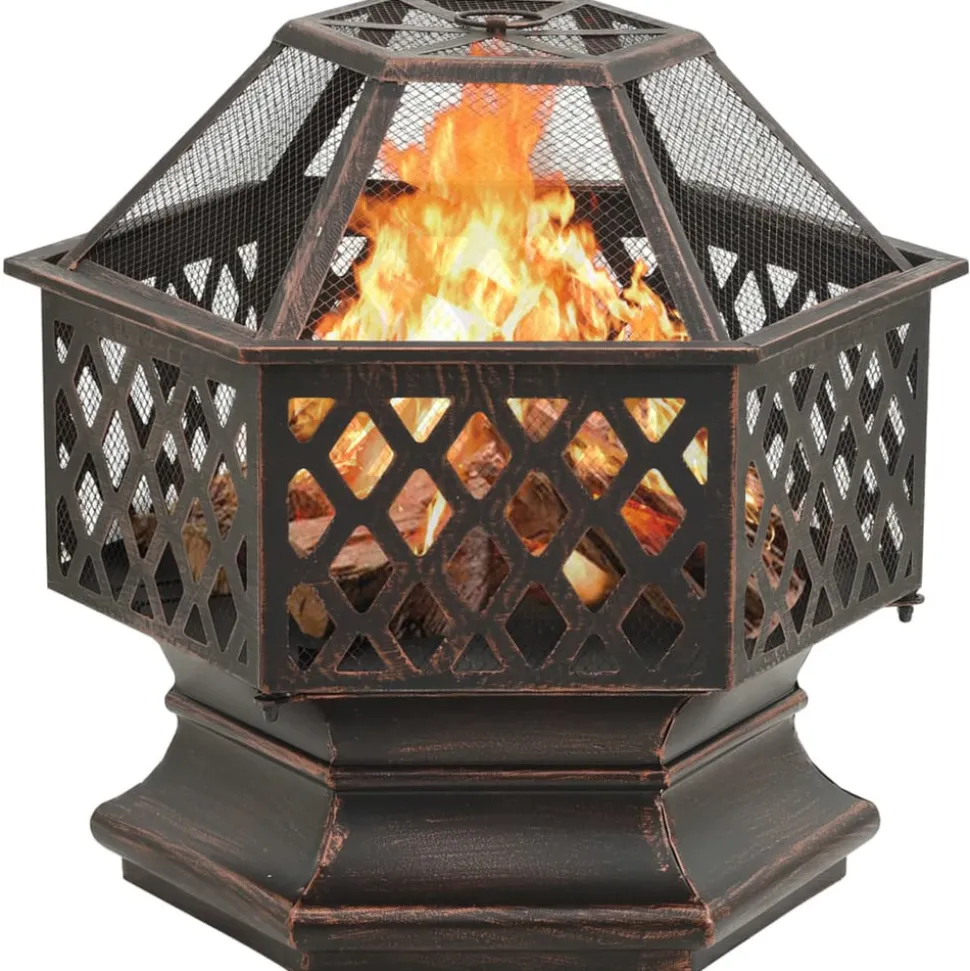VIDAXL - Foyer rustique avec tisonnier 62x54x56 cm xxl acier