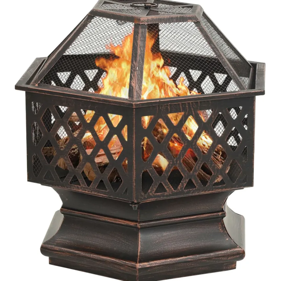 VIDAXL - Foyer rustique avec tisonnier 62x54x56 cm xxl acier