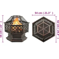 VIDAXL - Foyer rustique avec tisonnier 62x54x56 cm xxl acier