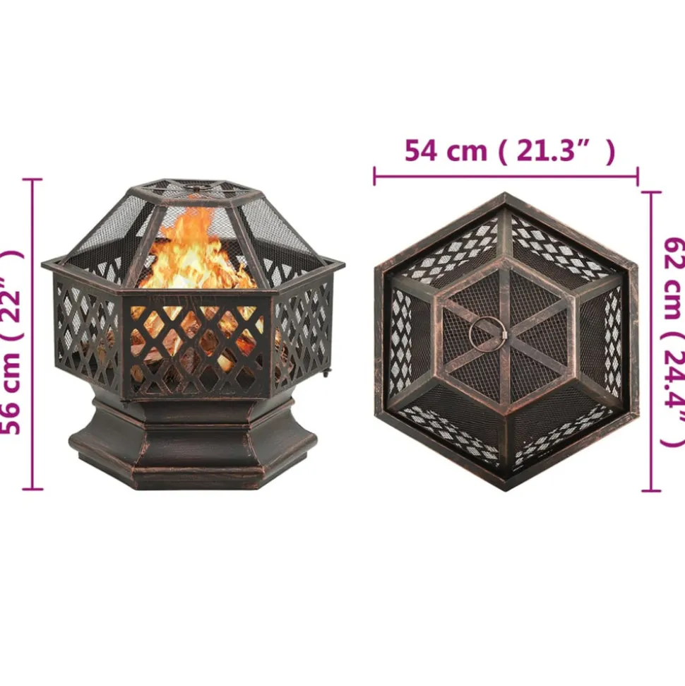 VIDAXL - Foyer rustique avec tisonnier 62x54x56 cm xxl acier