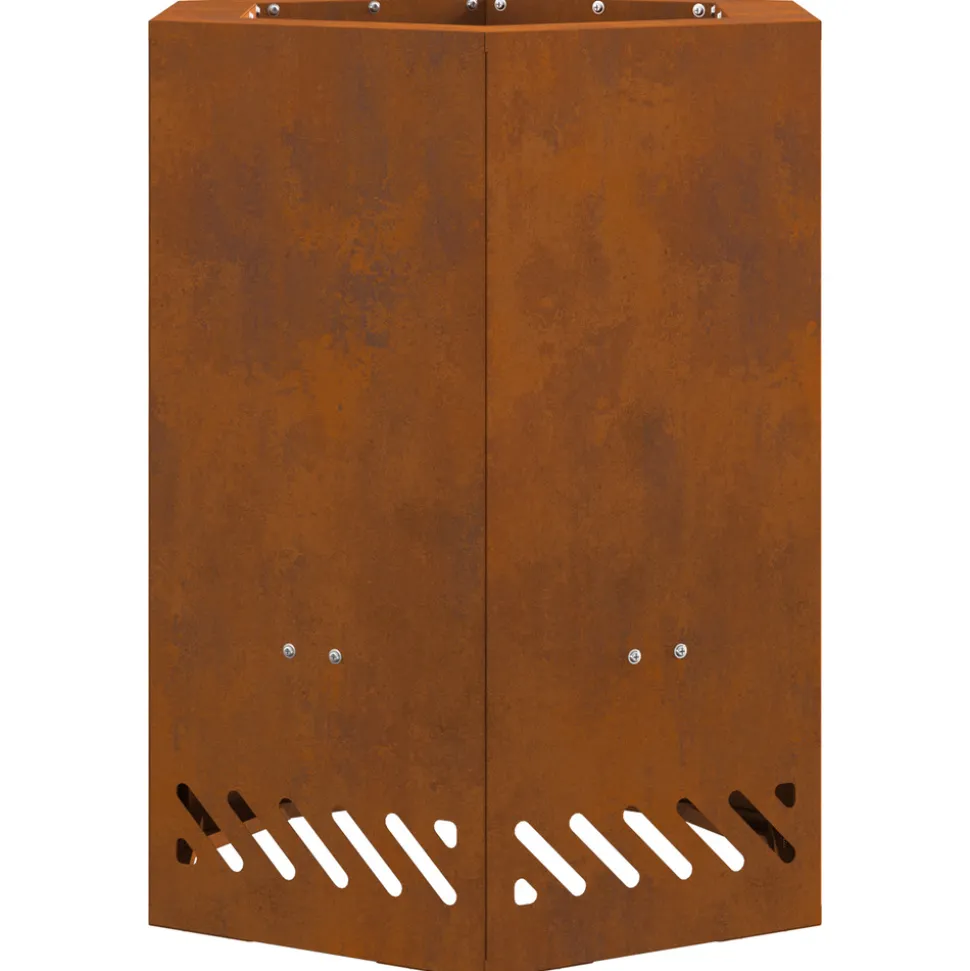 VIDAXL - Foyer sans fumée hexagonal 38x38x51 cm en acier résistant aux intempéries