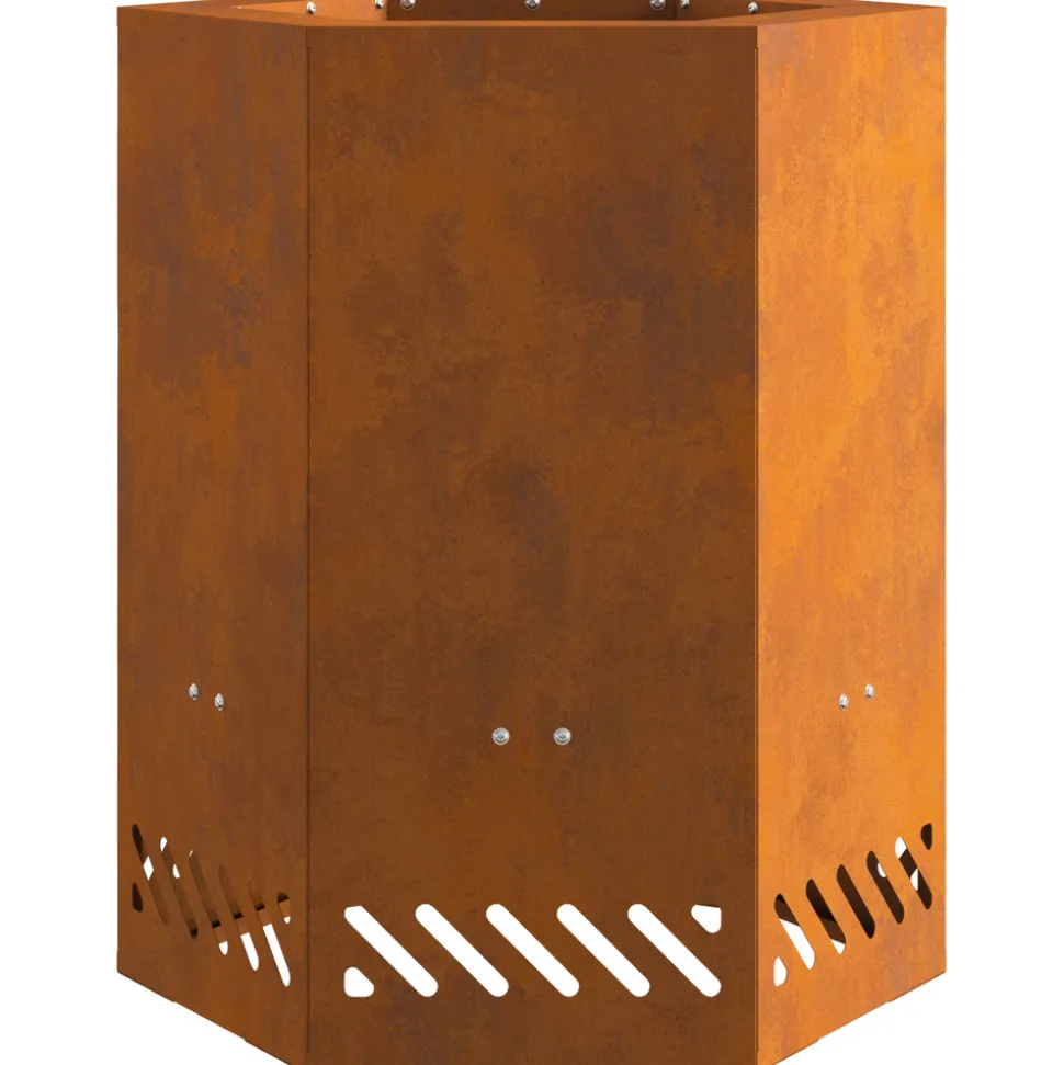 VIDAXL - Foyer sans fumée hexagonal 38x38x51 cm en acier résistant aux intempéries